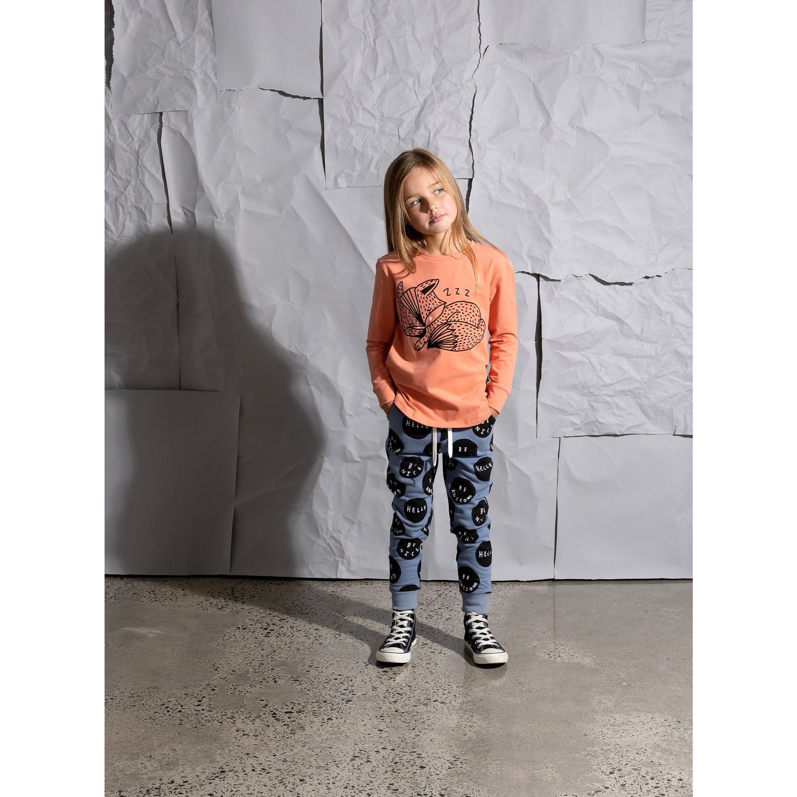 Sleepy Fox Tee - Apricot