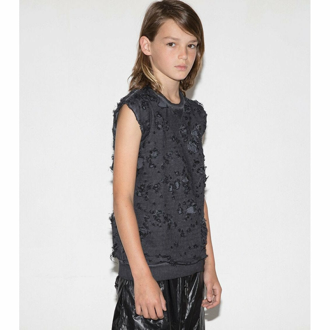 Torn Sleeveless Shirt - Dyed Graphite