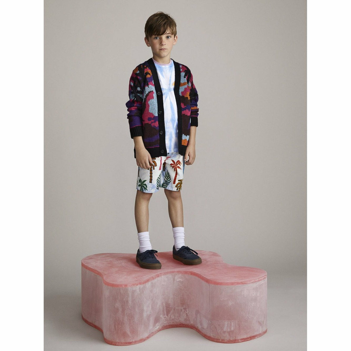 Printed Denim Shorts