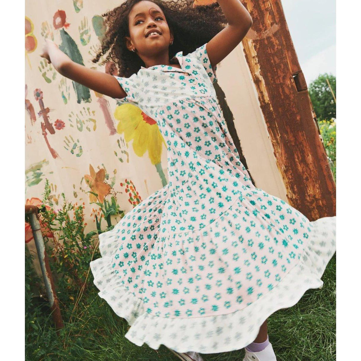 Mixed Print Tiered Maxi Dress - Patchwork Flower