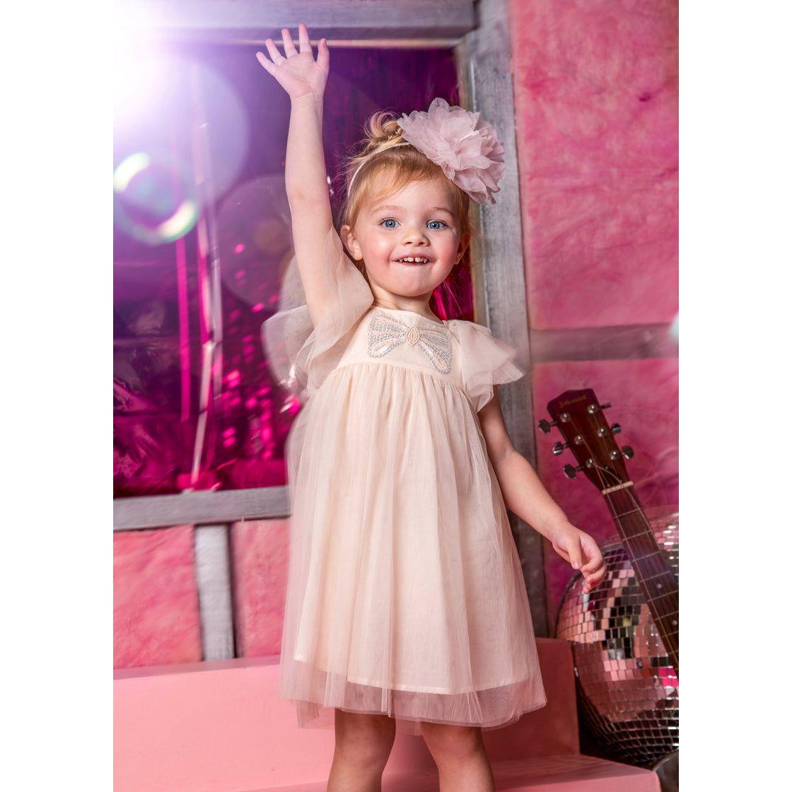 Bebe - Bowette Tulle Dress - Vanilla