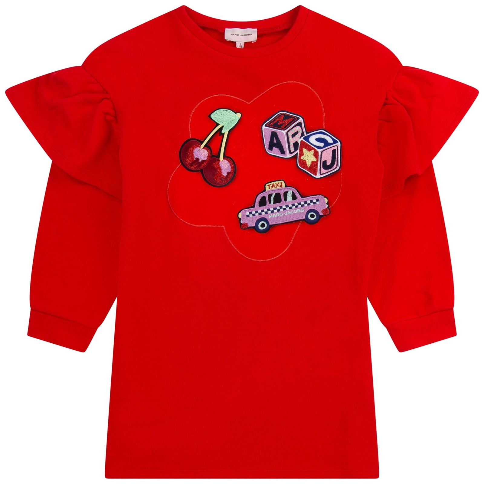 Cotton Frill Jersey Dress - Red