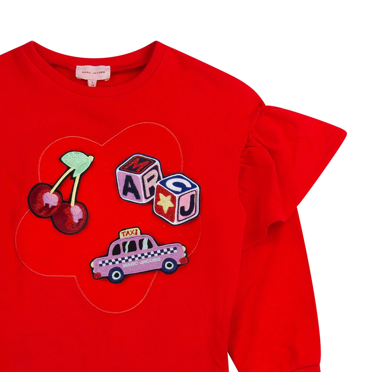 Cotton Frill Jersey Dress - Red