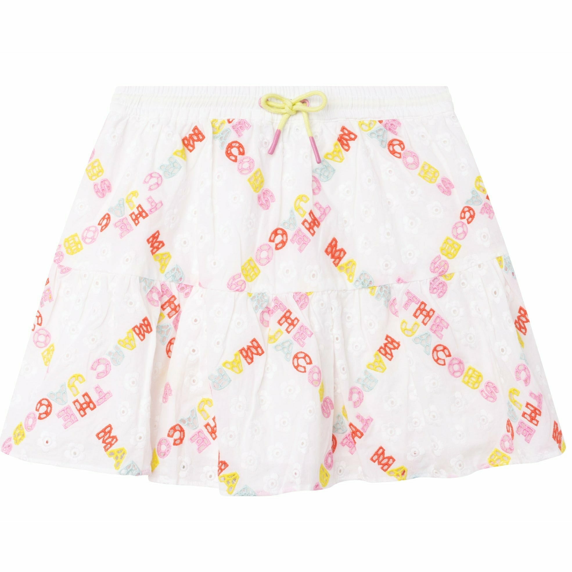 Frilled Skirt With Embroidery - White