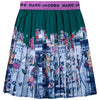 Pleated Skirt With Print - Dark Green