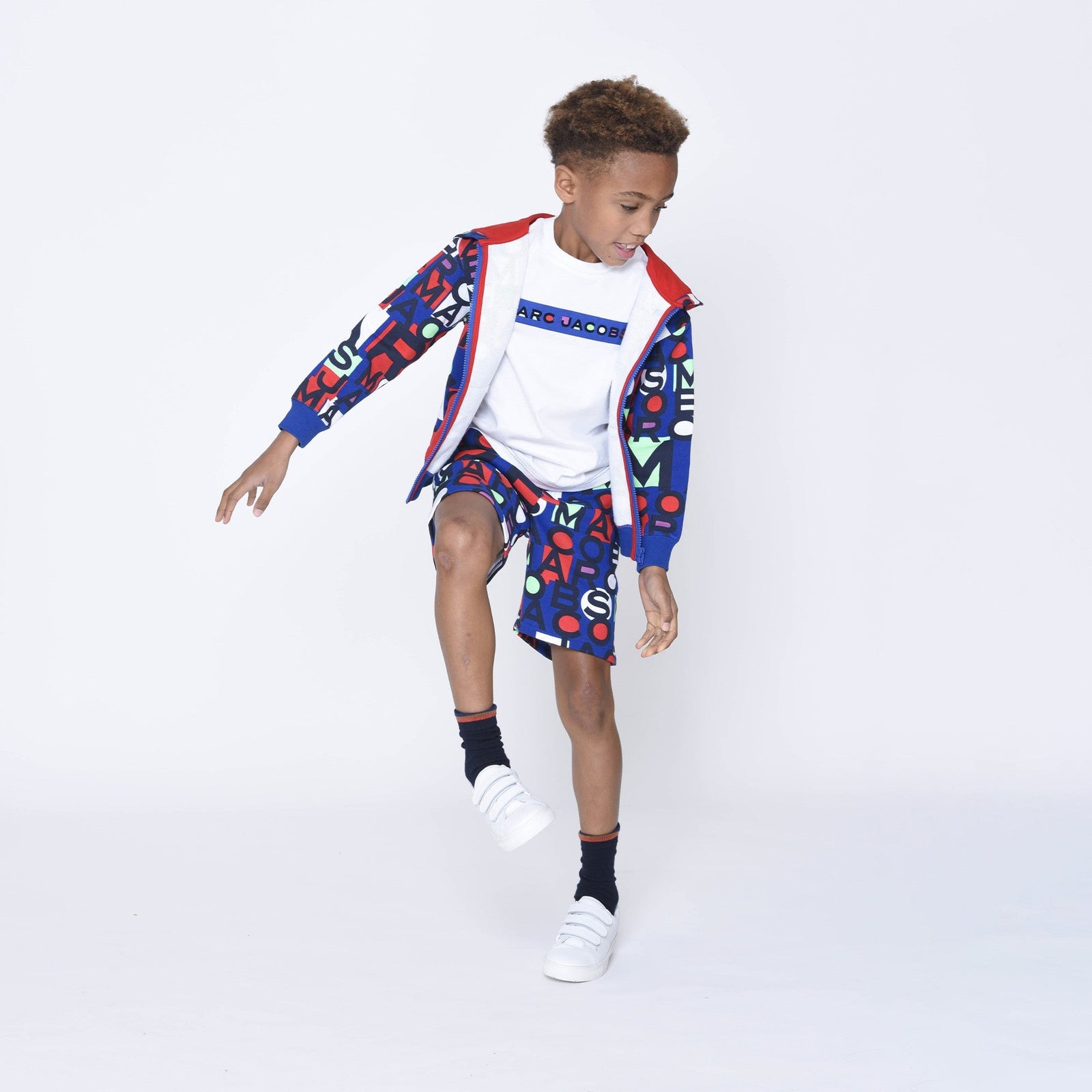 Fleece Jogging Cardigan - Red/Blue