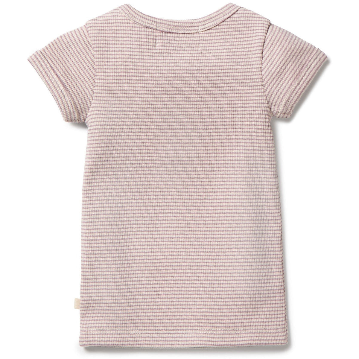 Organic Stripe Rib Henley Tee- Plum