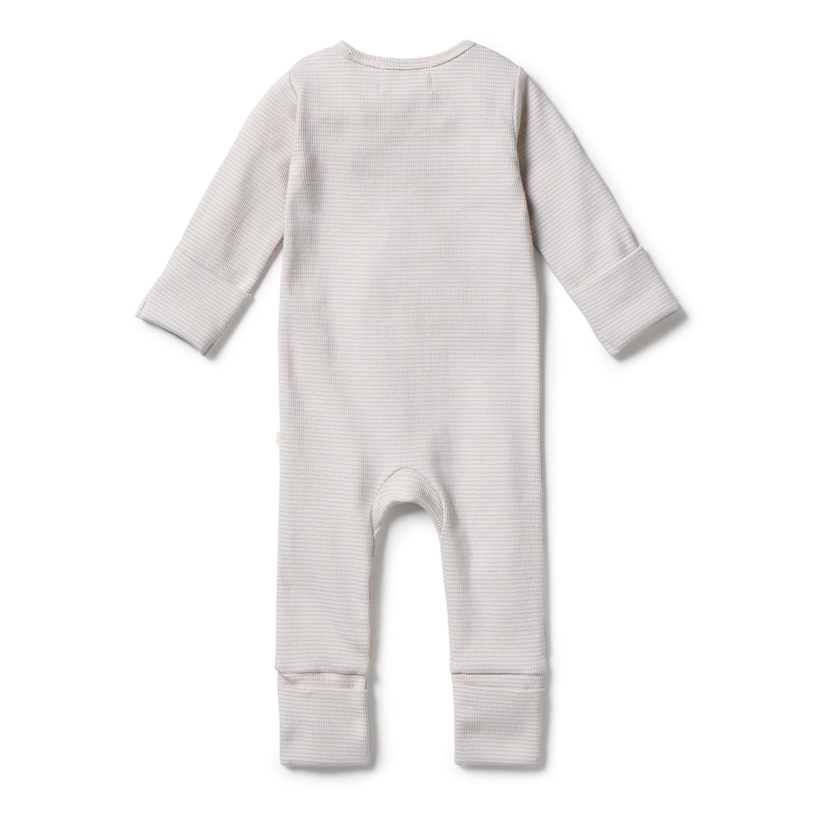 Organic Stripe Rib Zipsuit with Feet- Dawn