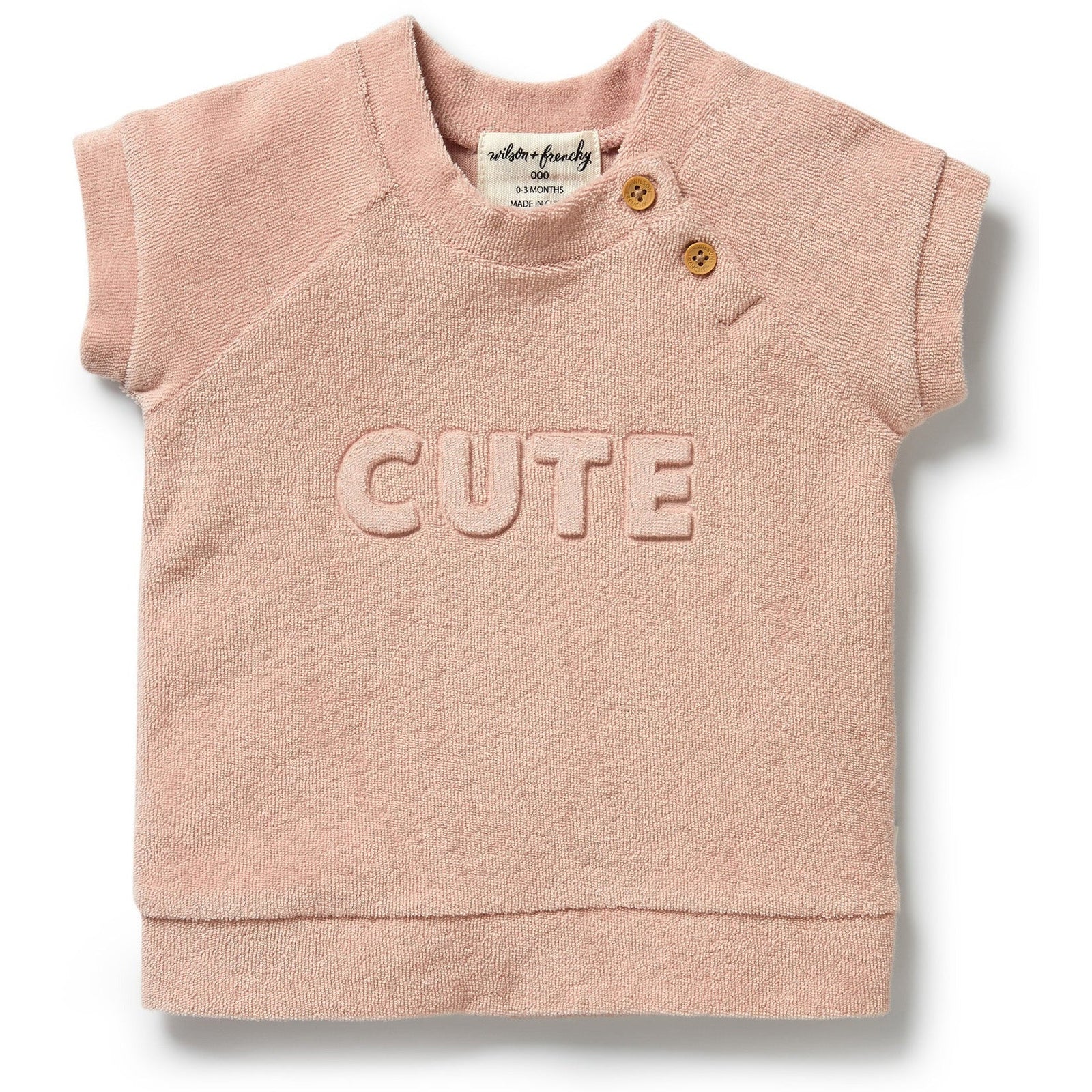 Organic Terry Short Sleeve Sweat- Rose