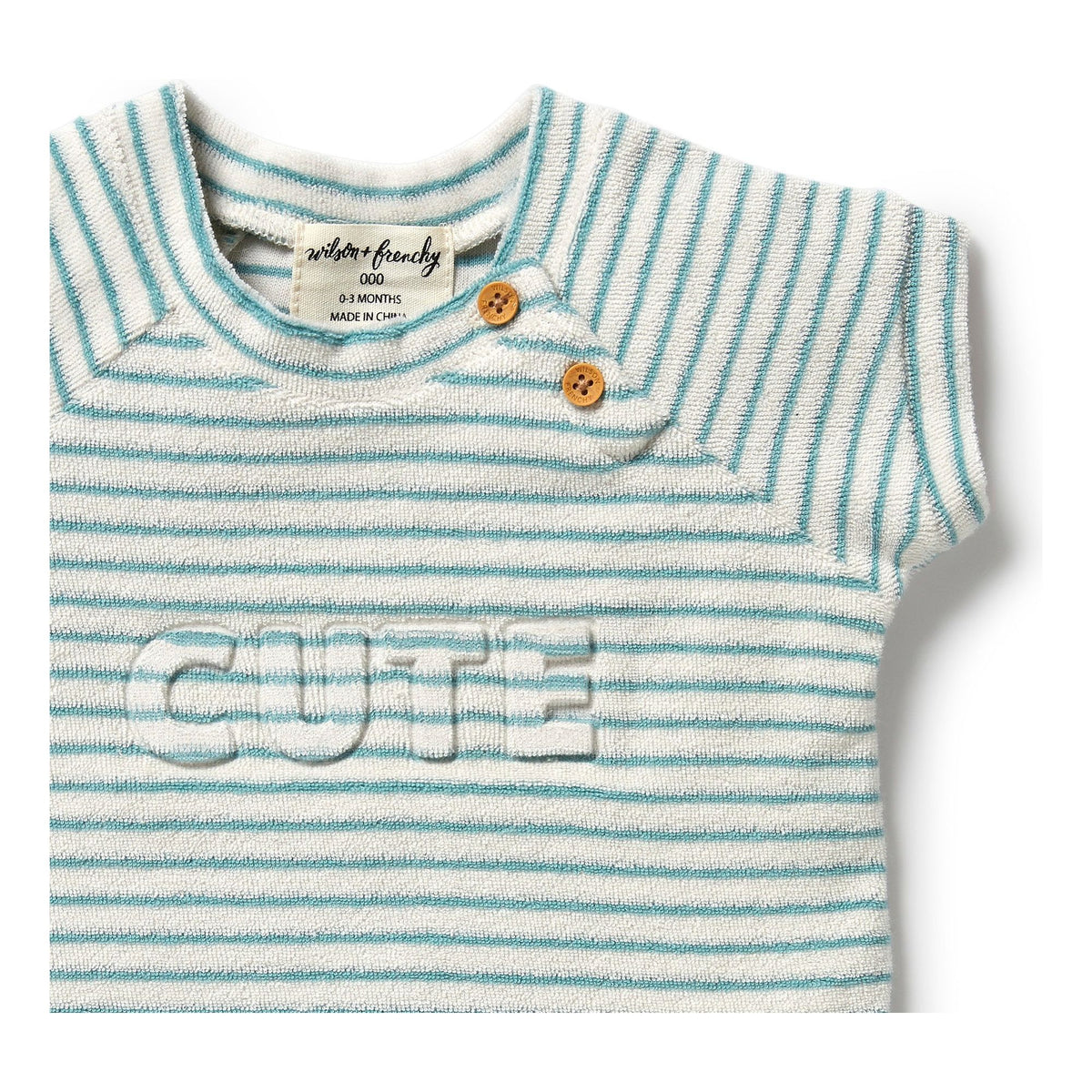 Organic Terry Short Sleeve Sweat- Mineral Blue Stripe