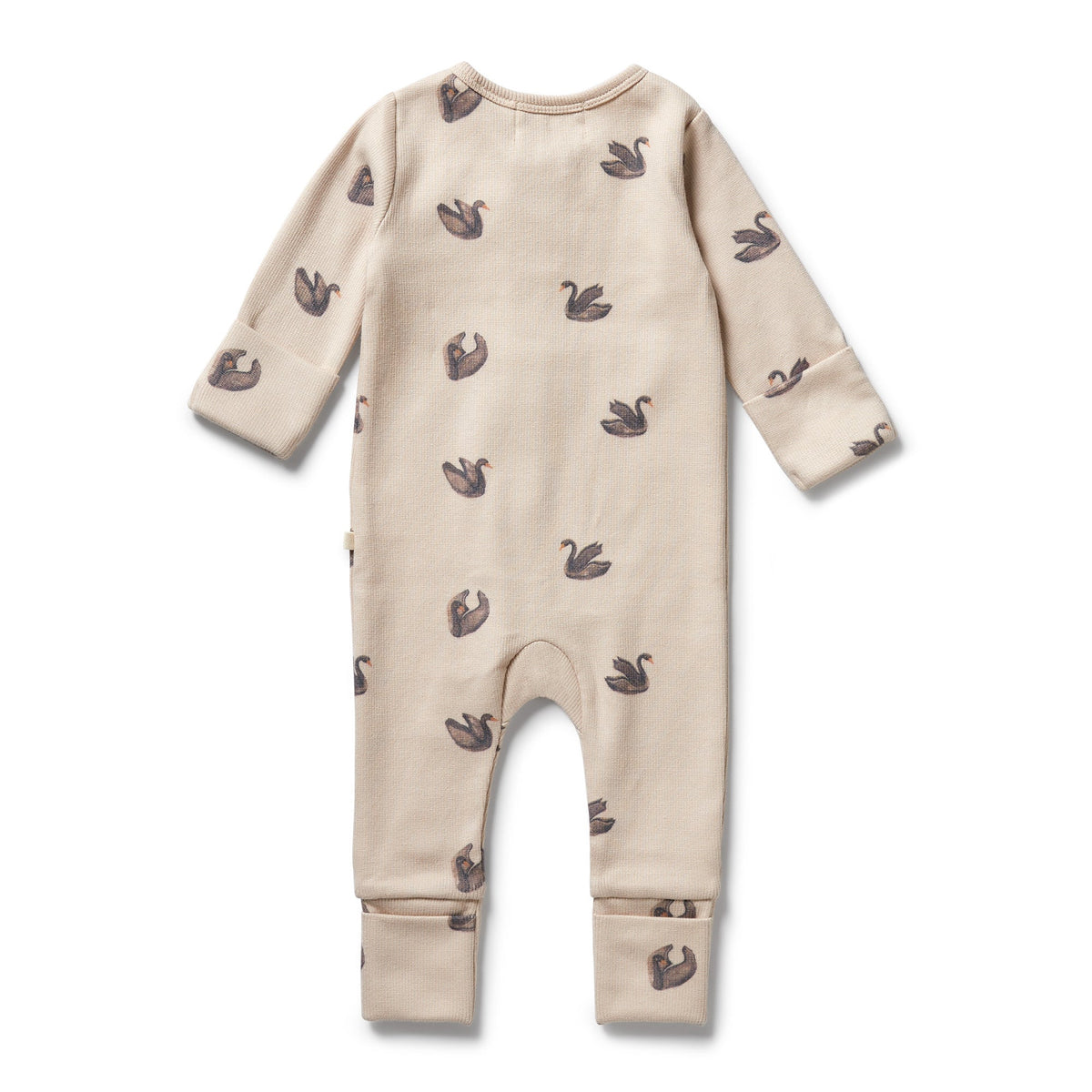 Organic Rib Zipsuit with Feet- Little Swan