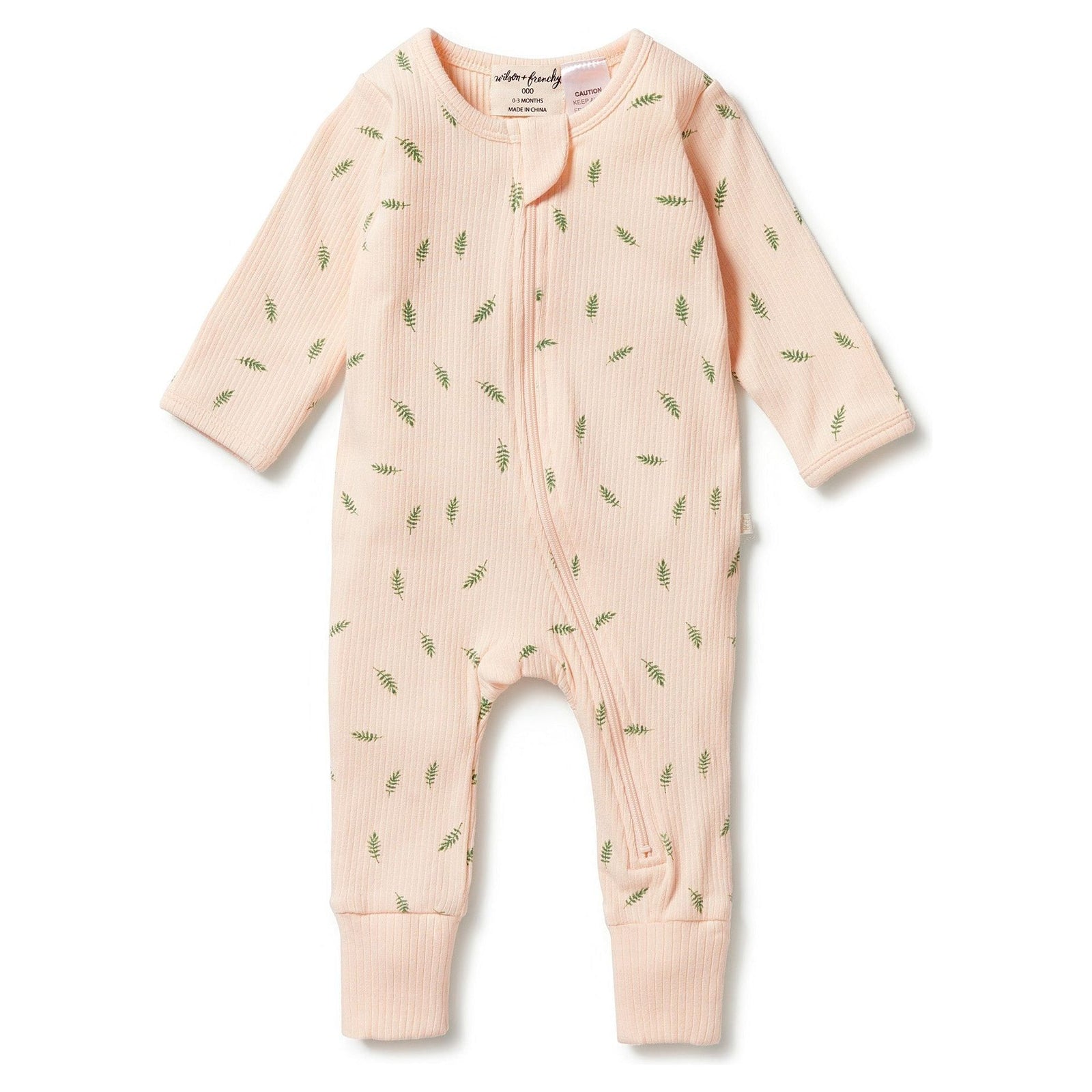 Falling Leaf - Organic Rib Zipsuit with Feet