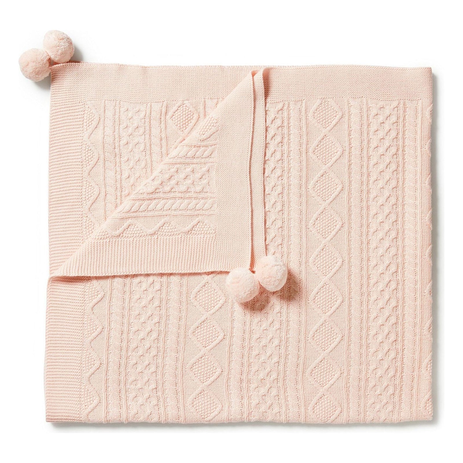 Blush - Knitted Mini Cable Blanket