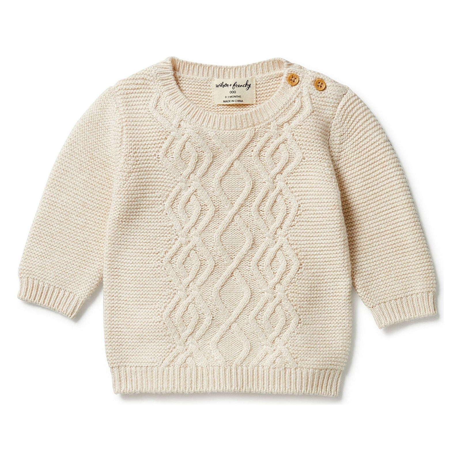 Sand Melange - Knitted Cable Jumper