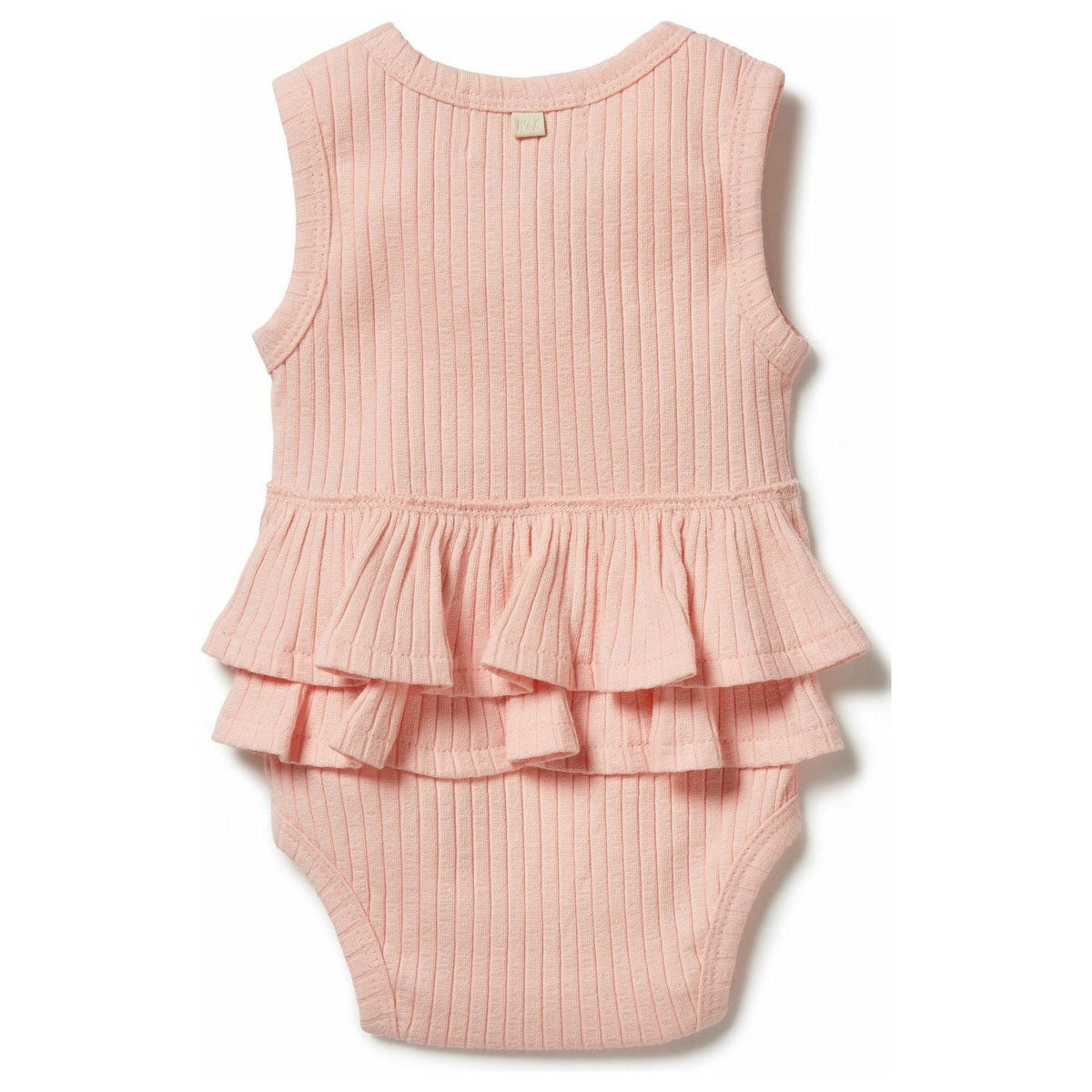 Organic Rib Ruffle Bodysuit - Blush