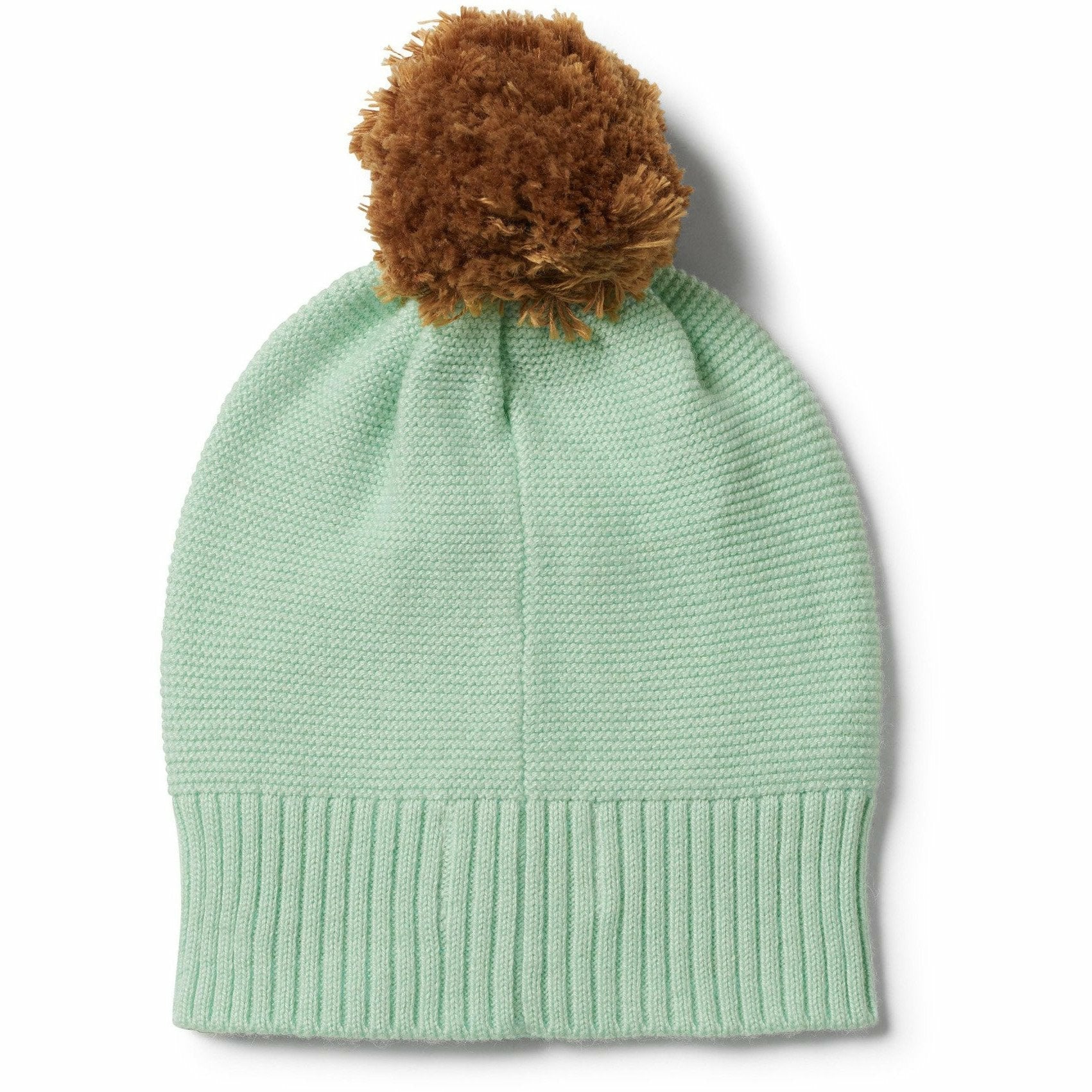 Moss Green Knitted Hat With Pom Pom