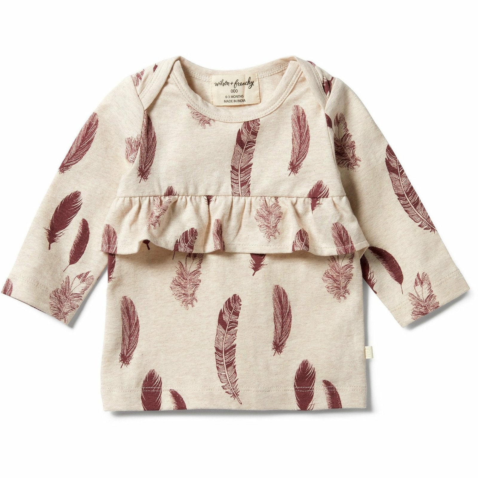 Organic Ruffle Top - Falling Feathers