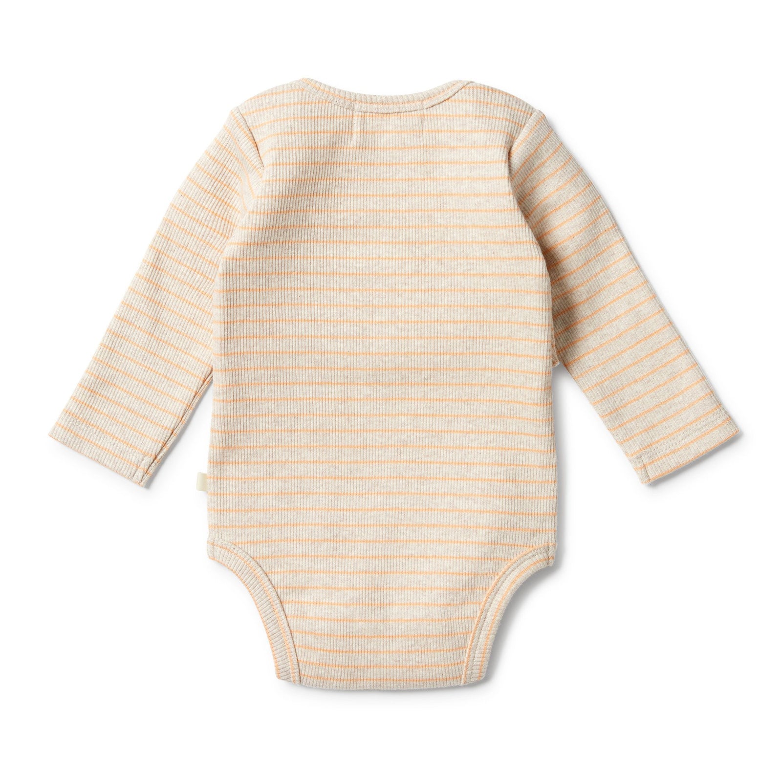 Organic Stripe Rib Ruffle Bodysuit - Apricot