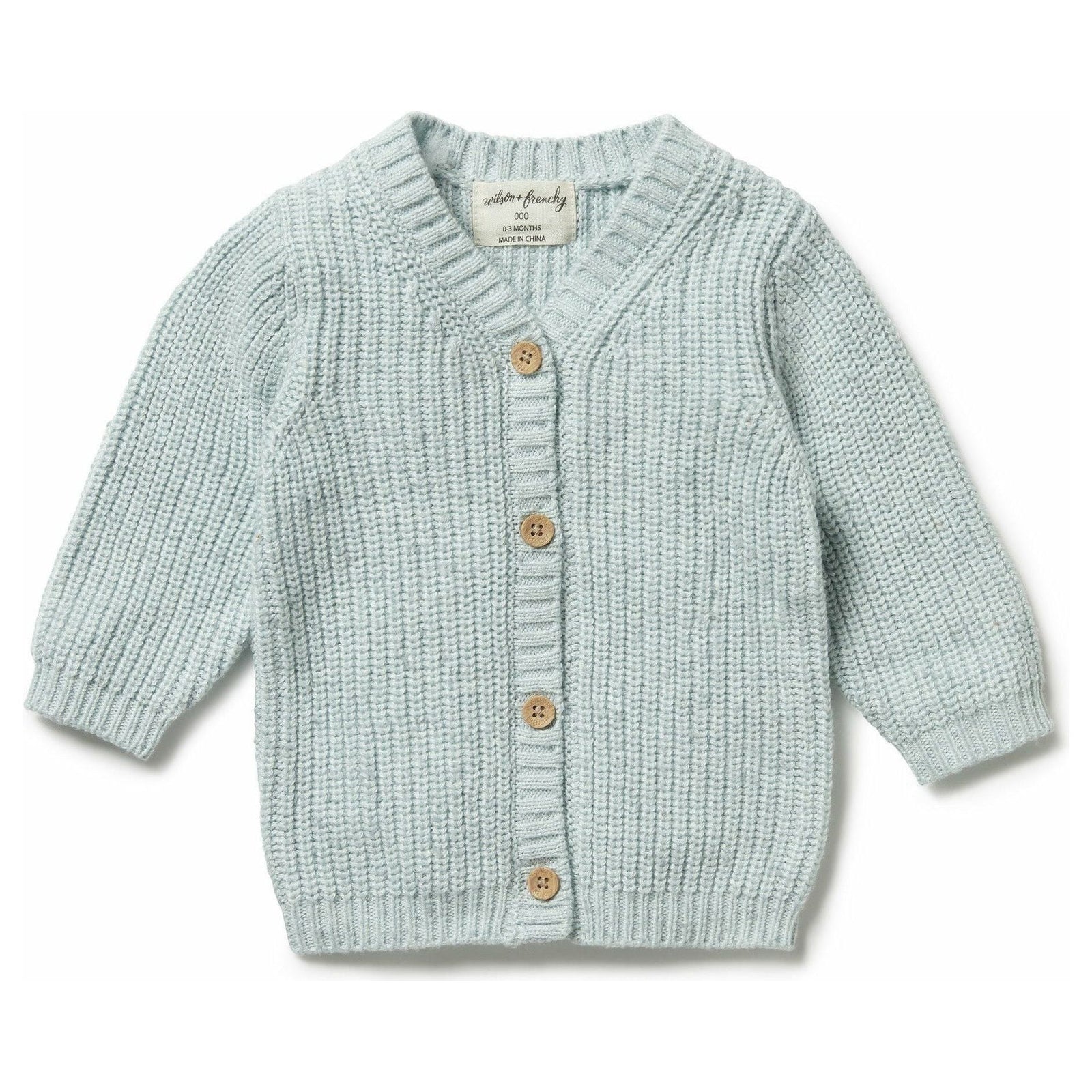 Knitted Button Cardigan - Mint Fleck