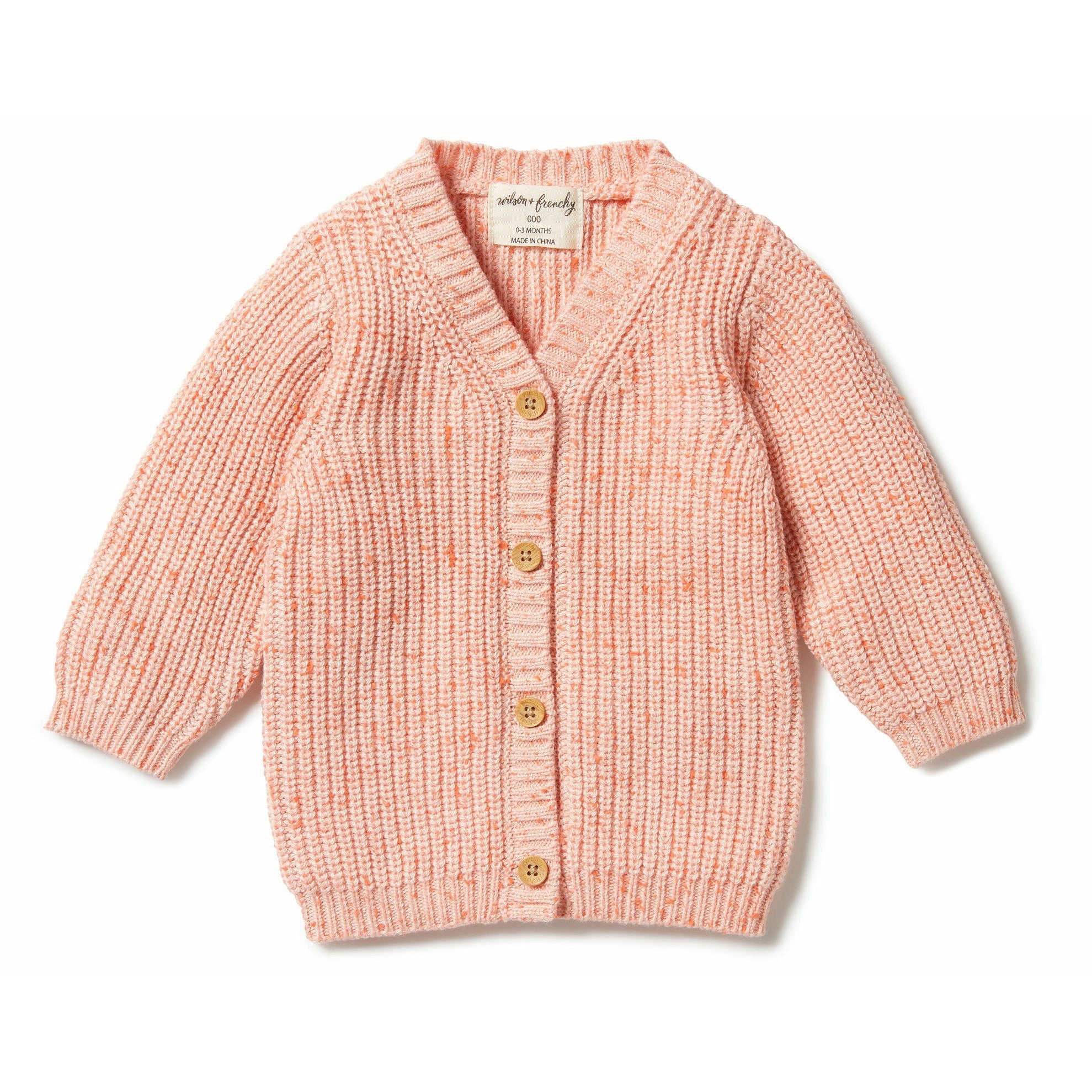 Knitted Button Cardigan - Silver Peony Fleck