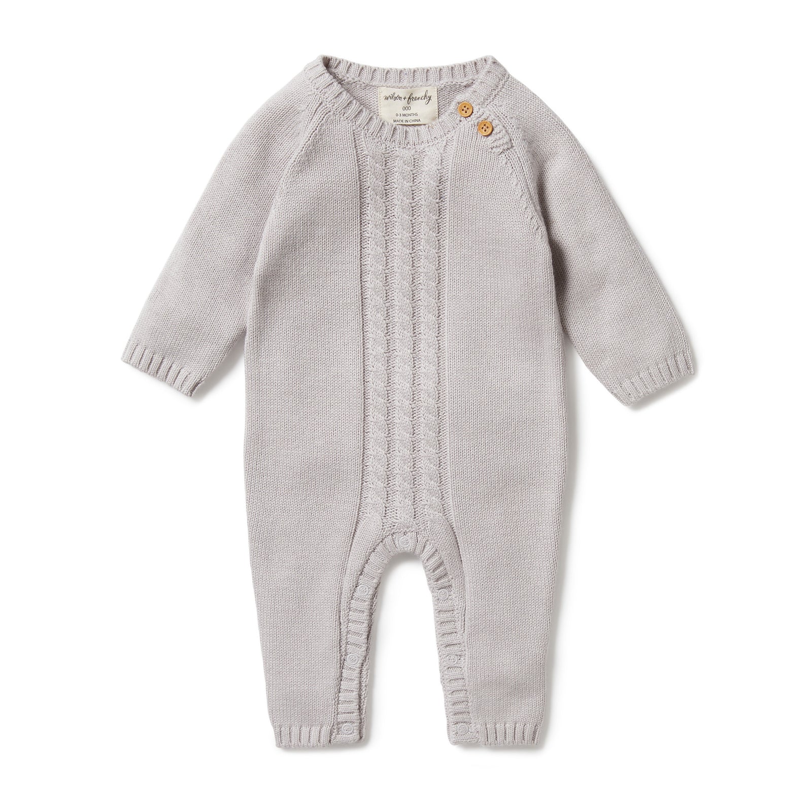 Knitted Cable Growsuit - Nimbus Cloud