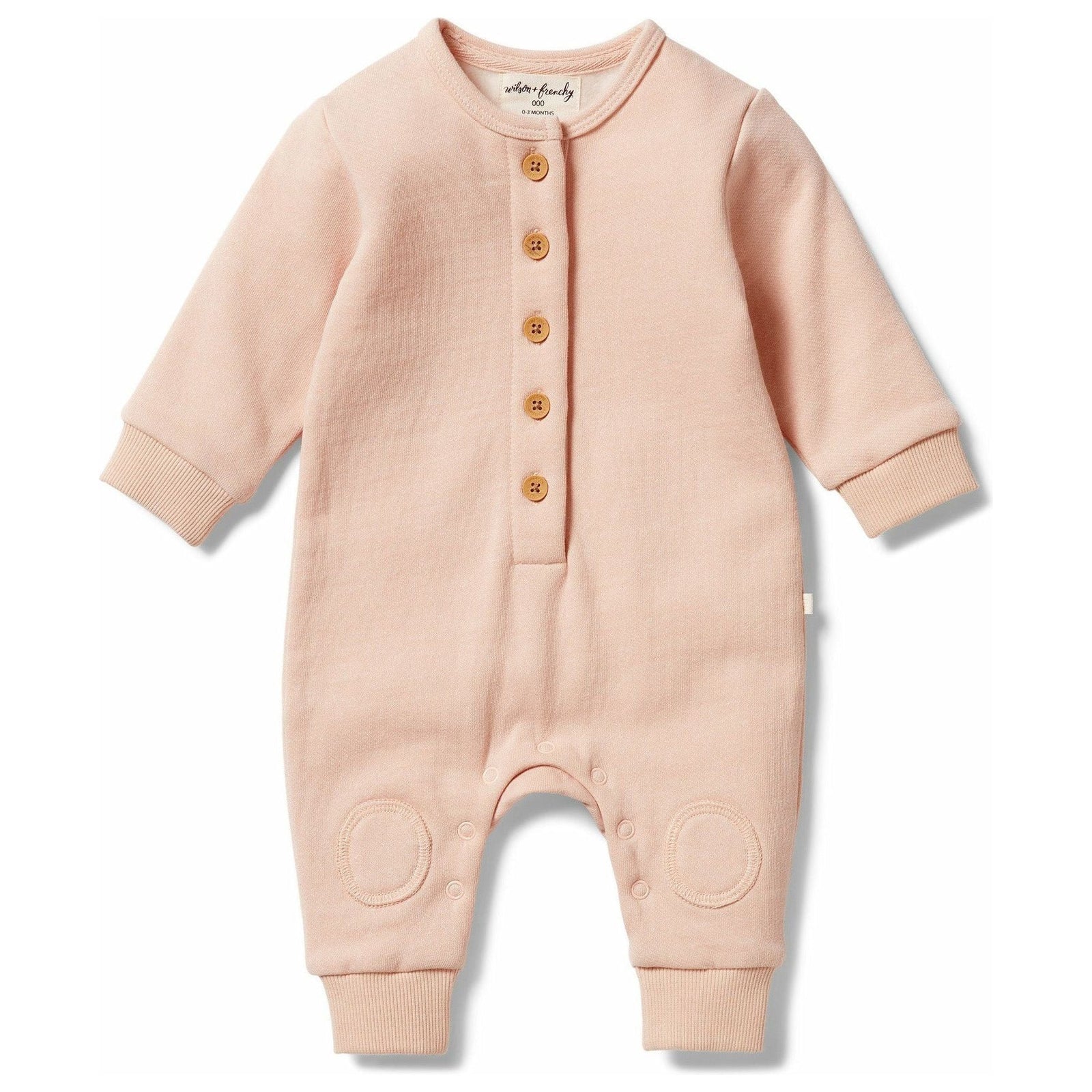 Organic French Terry Slouch Growsuit - Cameo Rose