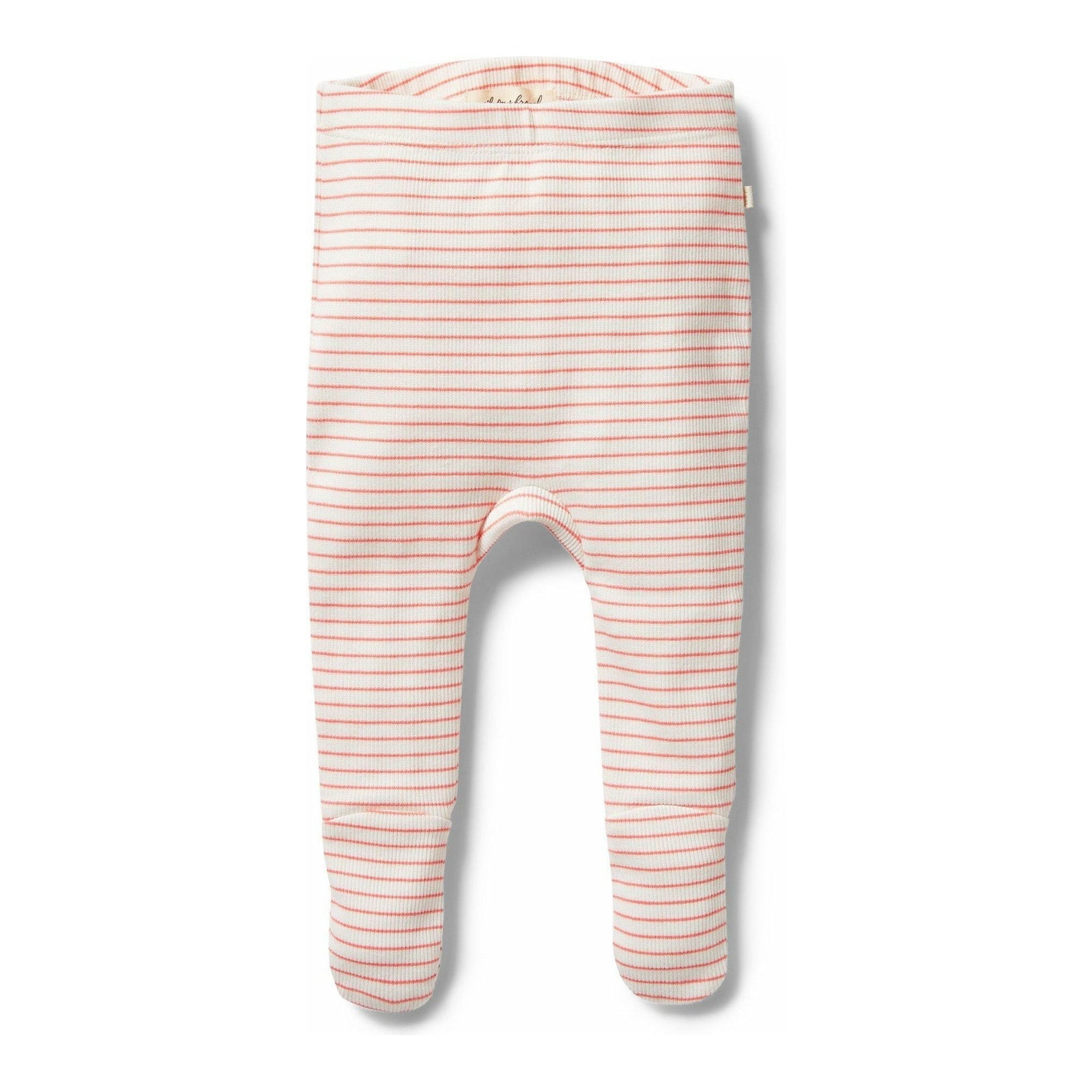 Organic Stripe Rib Footed Legging - Coral