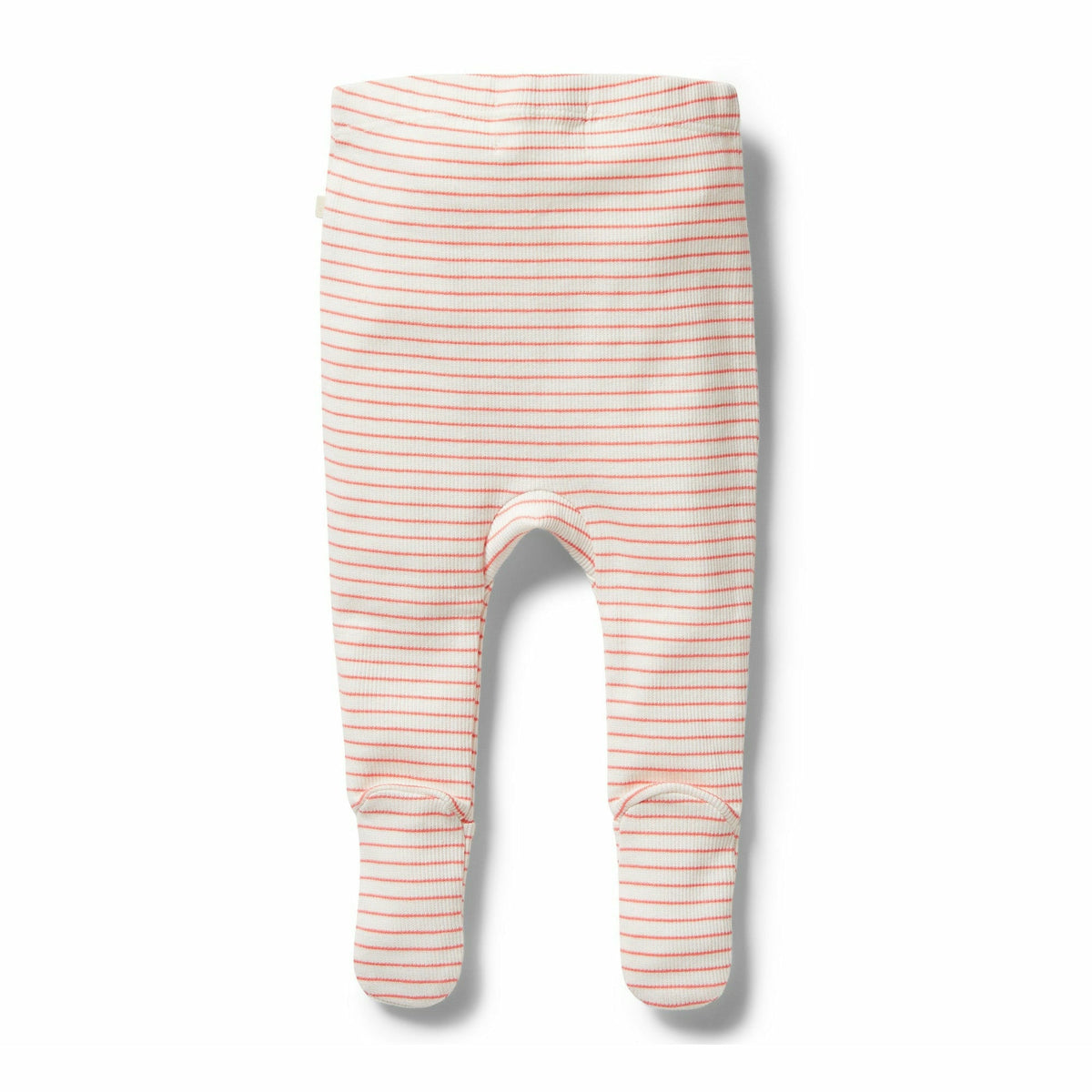 Organic Stripe Rib Footed Legging - Coral