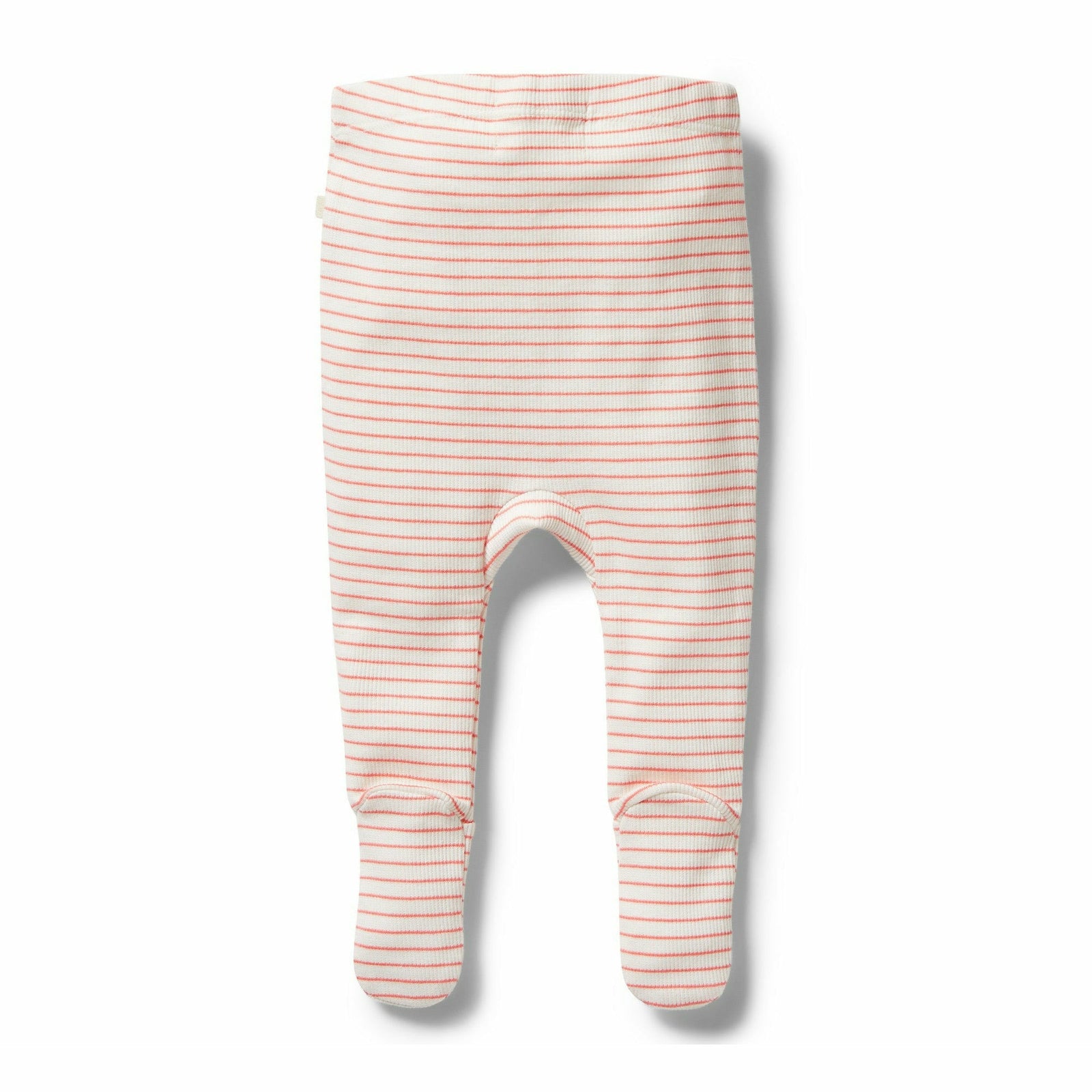 Organic Stripe Rib Footed Legging - Coral