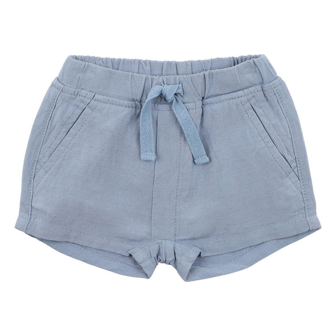 Blue Linen Shorts