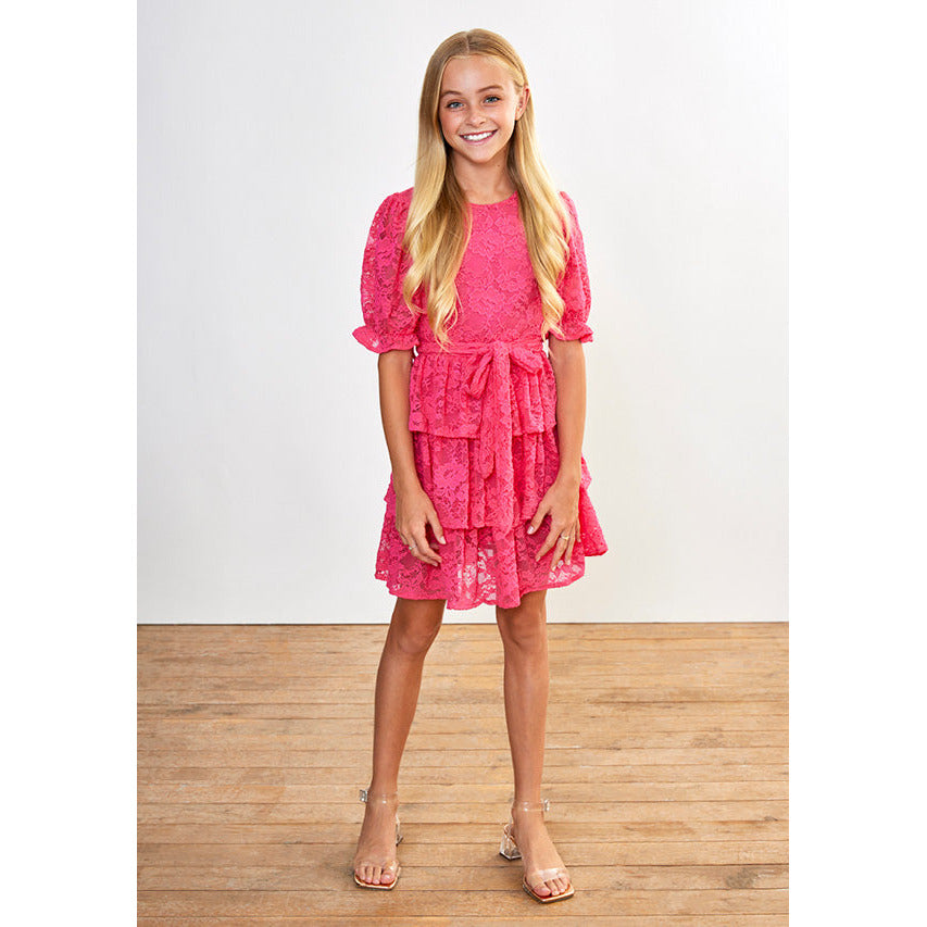 Alice Frill Dress - Hot Pink