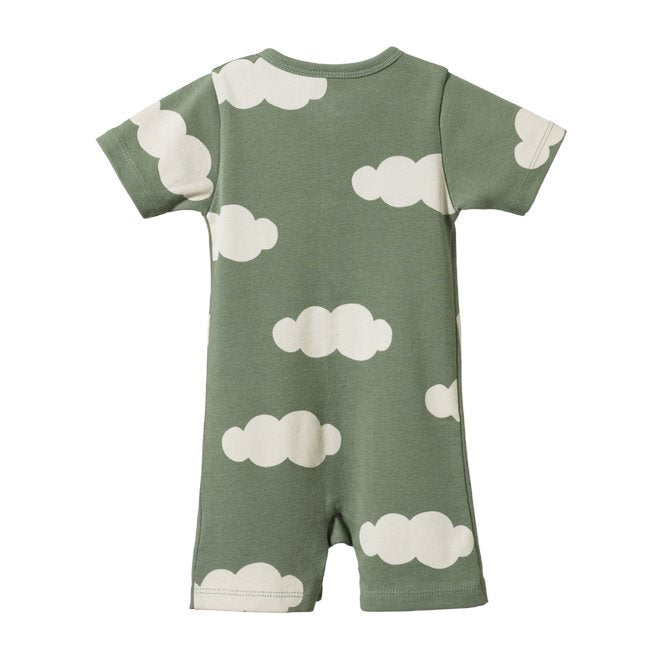 Summer Sleepy Suit - Lily Pad Cloud Print