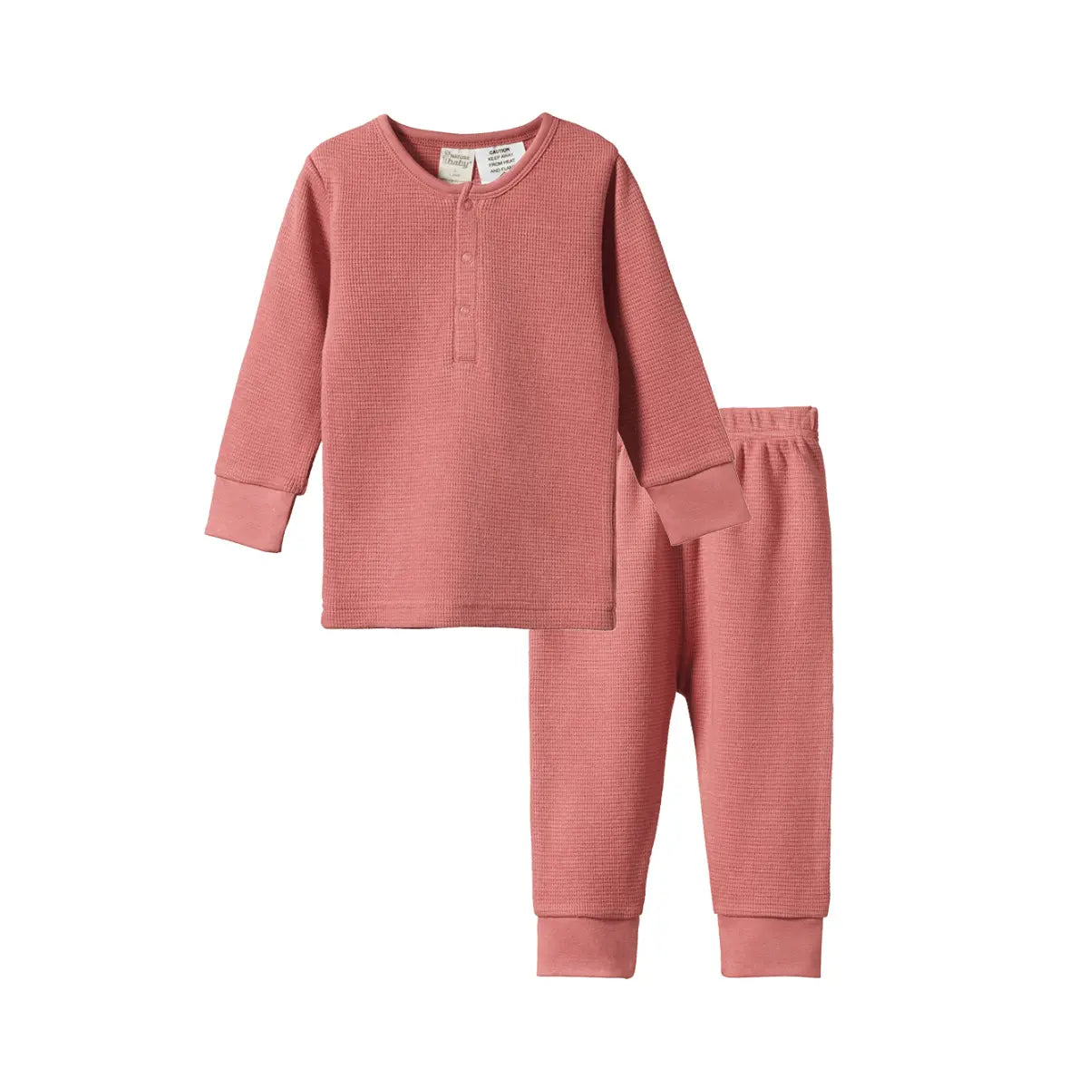 Long Sleeve Waffle Pyjamas - Rose Clay