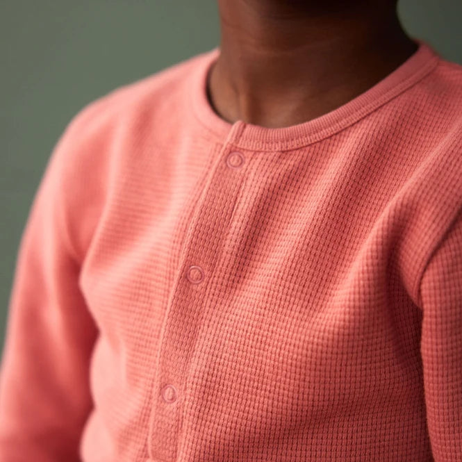 Long Sleeve Waffle Pyjamas - Rose Clay